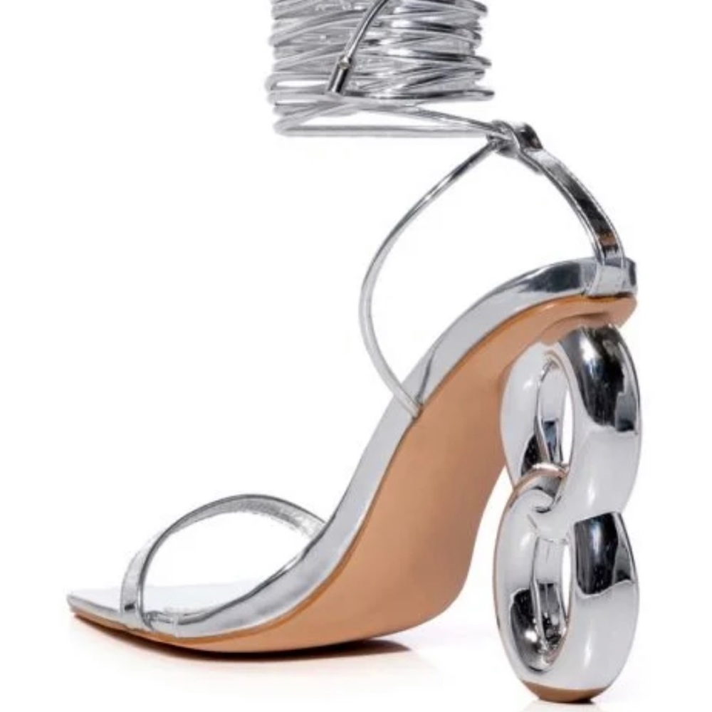 COPY - AZALEA WANG SHAWNA LACE UP SANDAL IN SILVER